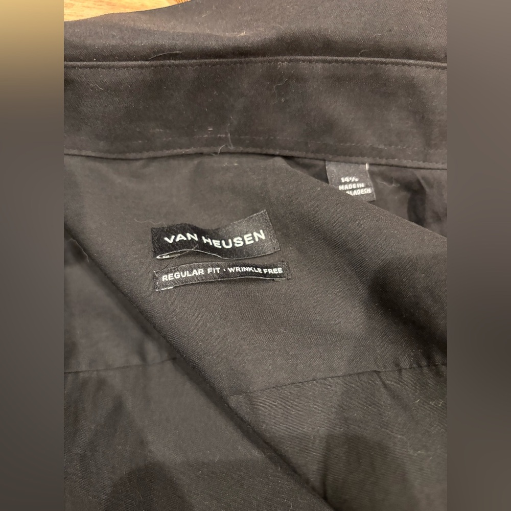 NWT Van Heusen regular fit men’s black shirt 14.5 - Picture 3 of 8